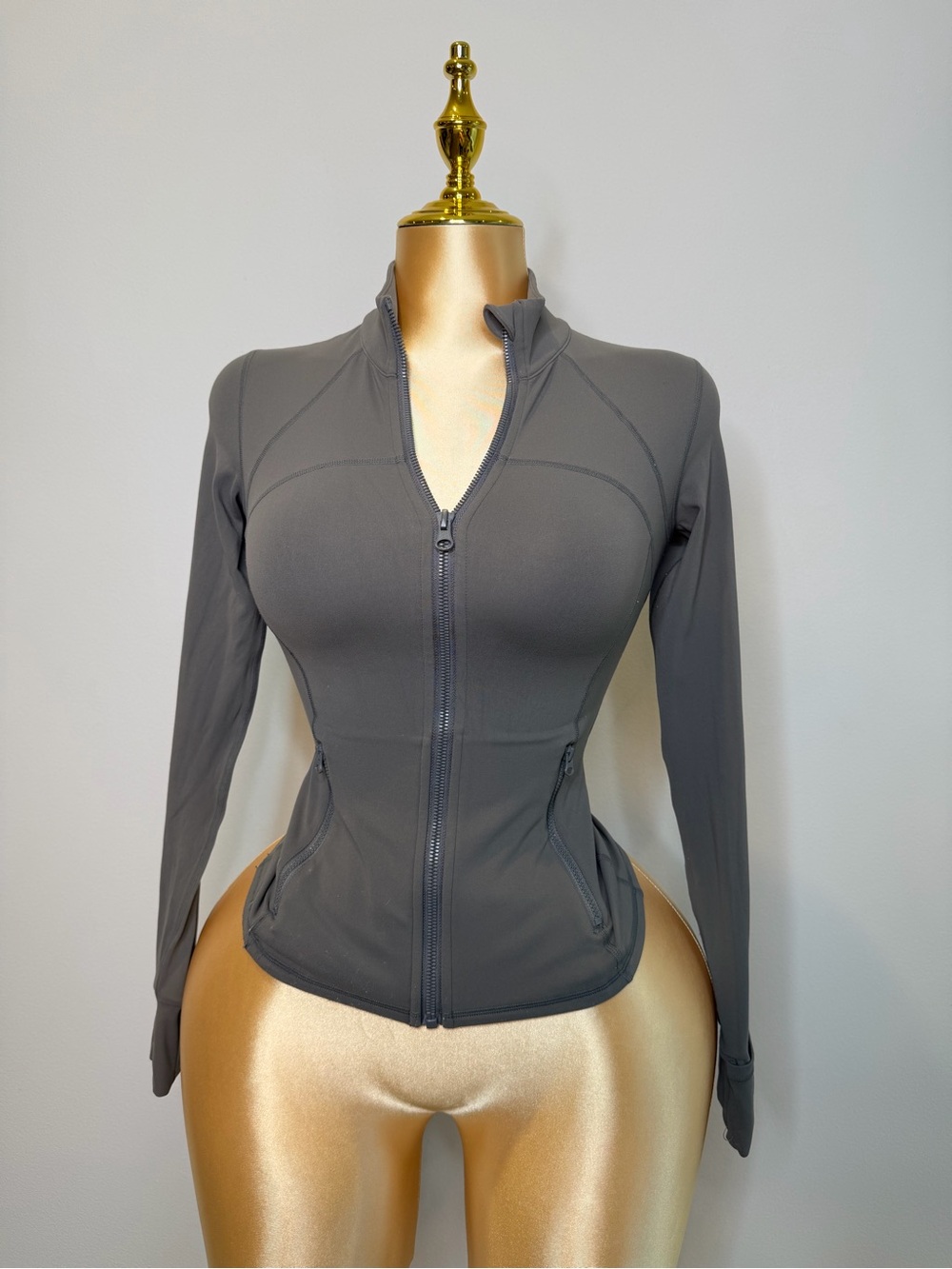 GLOWMODE Charcoal Gray Sculpting Full Zip Workout Jacket